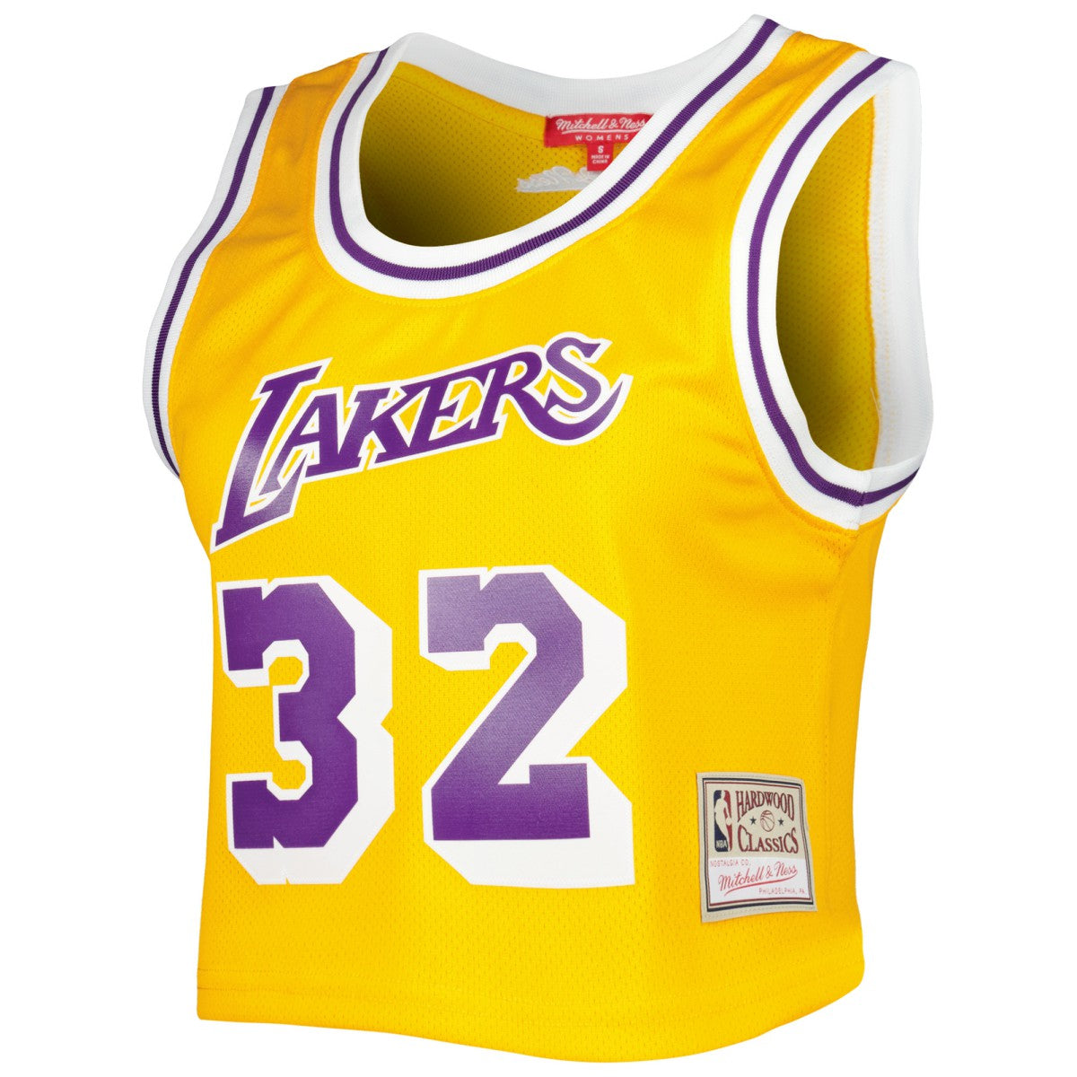 Mitchell & Ness - Magic Johnson Los Angeles Lakers Women's 1984 Hardwood Classics Crop Player Tank Top - Gold