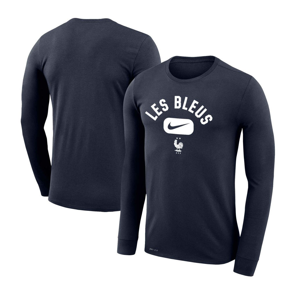 Nike France National Team Lockup Legend Performance Long Sleeve T-Shirts - Navy