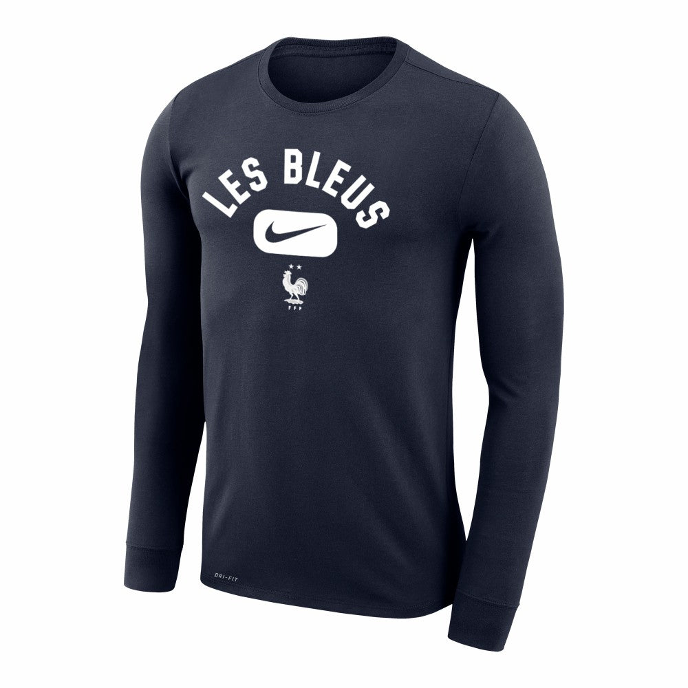 Nike France National Team Lockup Legend Performance Long Sleeve T-Shirts - Navy