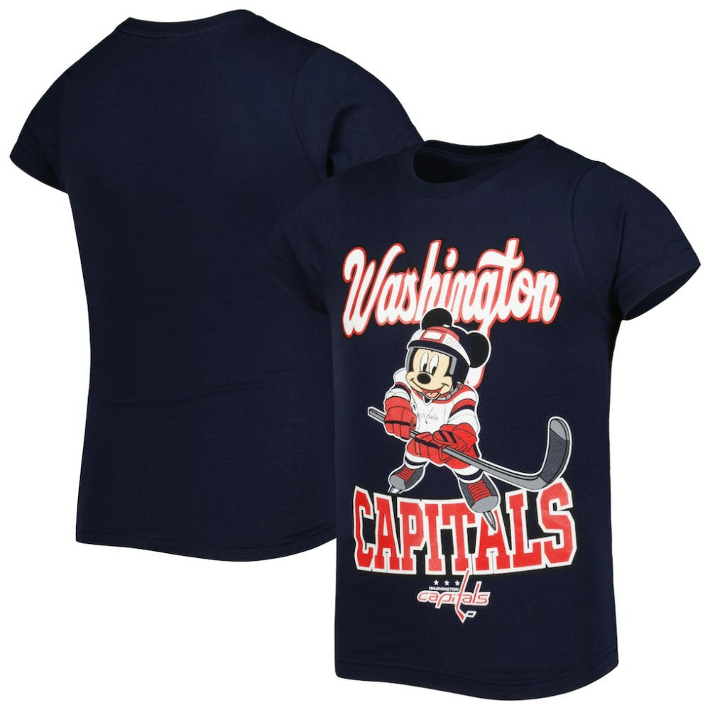 Washington Capitals Girls Youth Mickey Mouse Go Team Go T-Shirt Navy