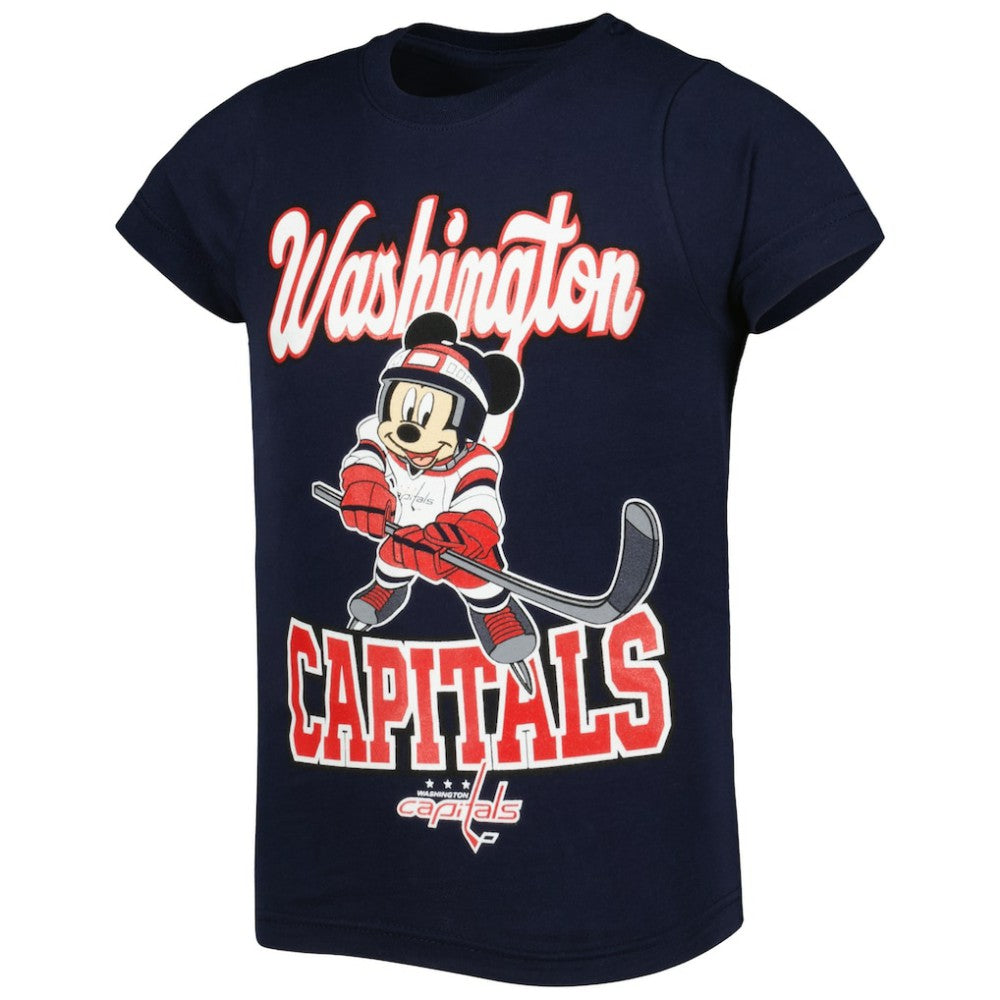 Washington Capitals Girls Youth Mickey Mouse Go Team Go T-Shirt Navy