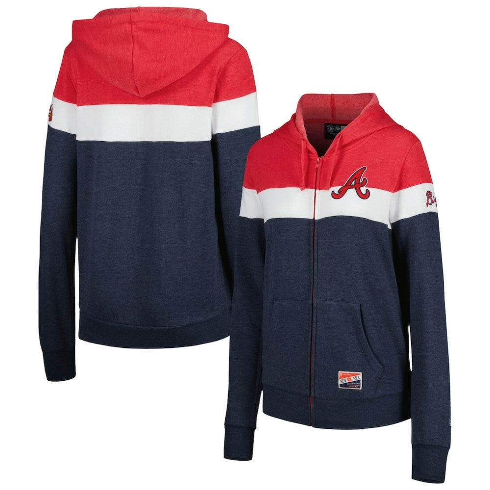 Atlanta Braves New Era Women's Colorblock Full-Zip Hoodie Jacket Lifestyle