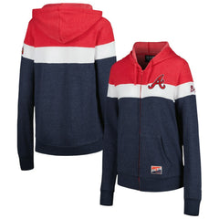 Atlanta Braves New Era Women's Colorblock Full-Zip Hoodie Jacket Lifestyle