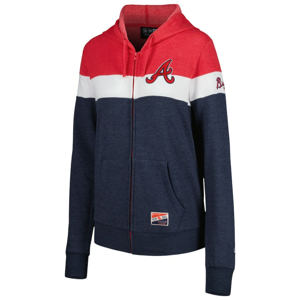 Atlanta Braves New Era Women's Colorblock Full-Zip Hoodie Jacket Lifestyle