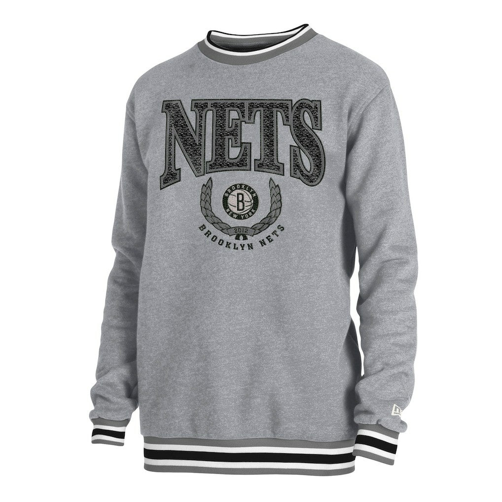 New Era - Brooklyn Nets Unisex Vintage Throwback Crew Sweatshirt - Heather Gray