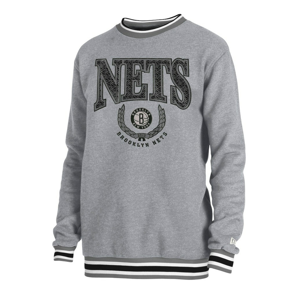 New Era - Brooklyn Nets Unisex Vintage Throwback Crew Sweatshirt - Heather Gray