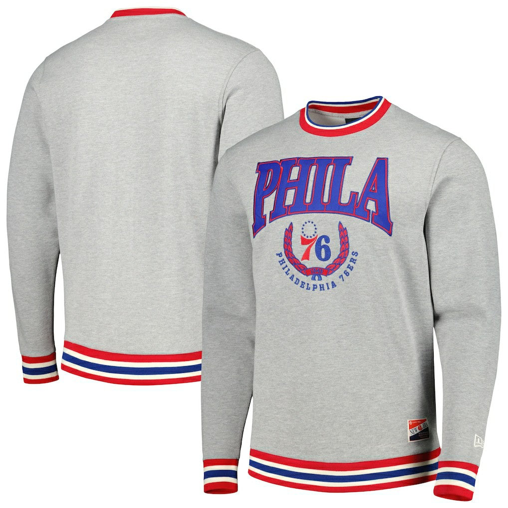 New Era - Philadelphia 76ers Unisex Vintage Throwback Crew Sweatshirt - Heather Gray