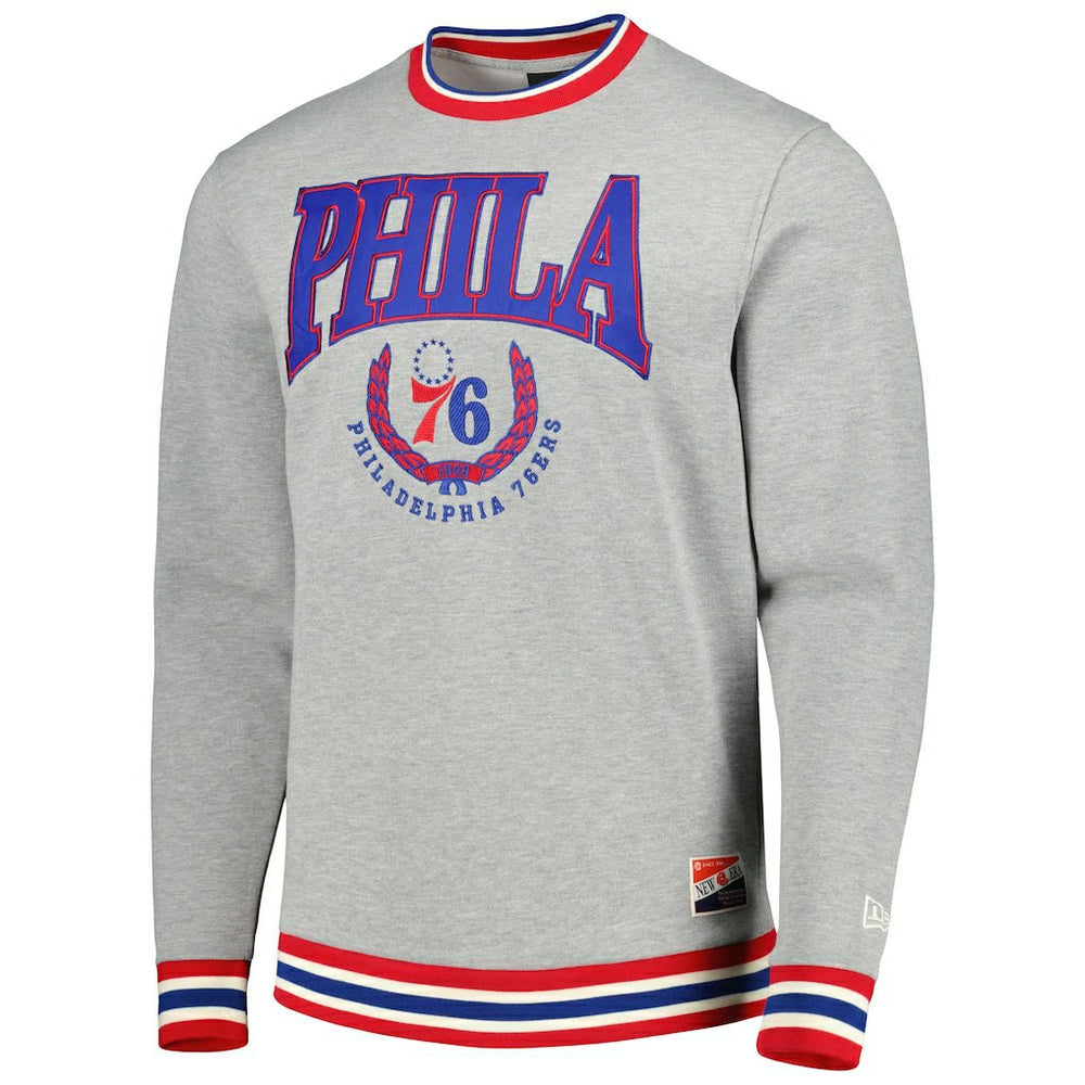 New Era - Philadelphia 76ers Unisex Vintage Throwback Crew Sweatshirt - Heather Gray
