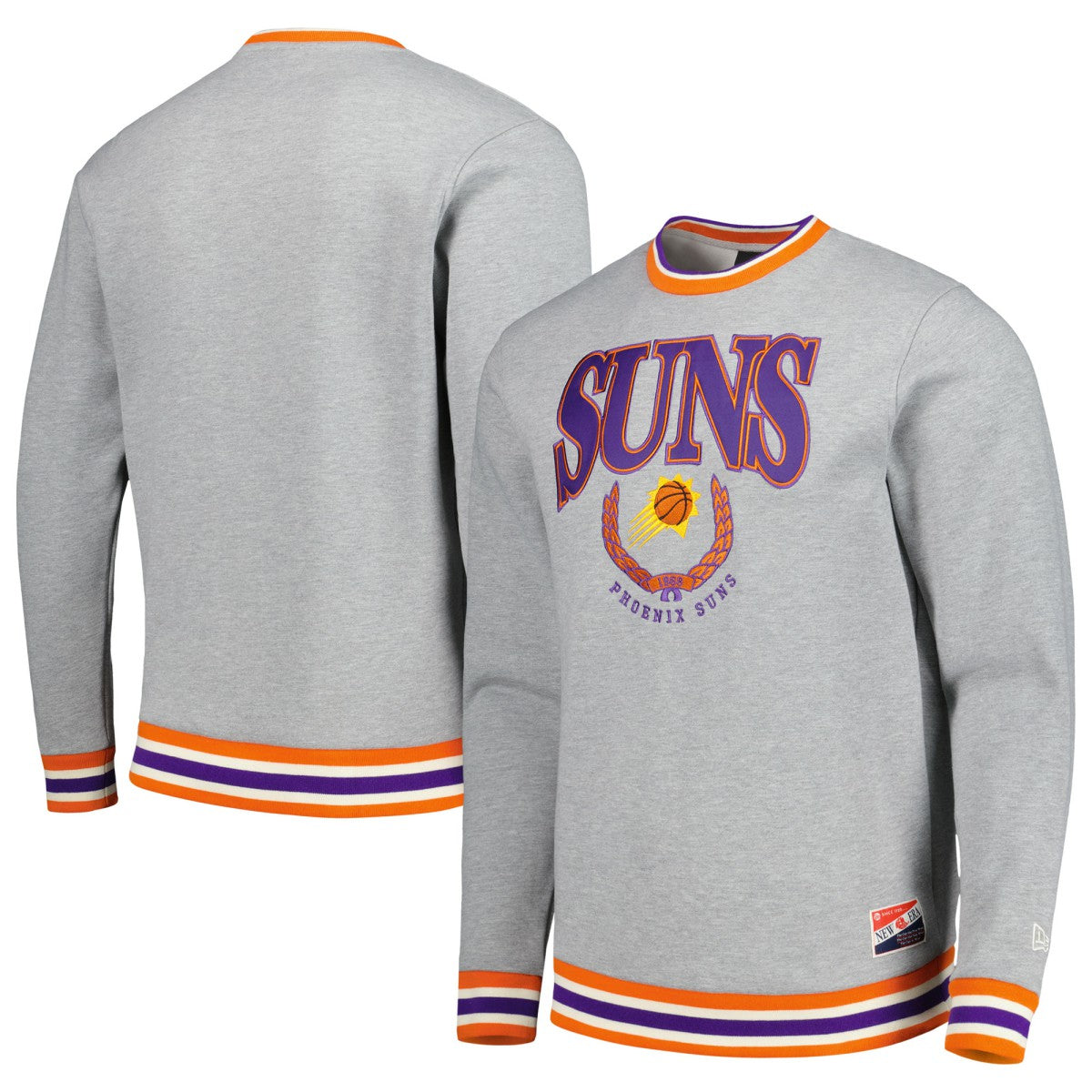 New Era - Phoenix Suns Unisex Vintage Throwback Crew Sweatshirt - Heather Gray