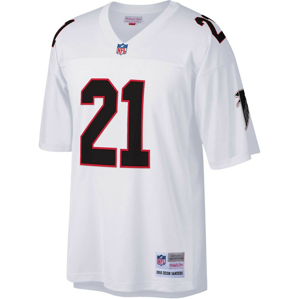Deion Sanders Atlanta Falcons Big & Tall 1992 Retired Player Replica Jersey - White discount | NFL Jerseys