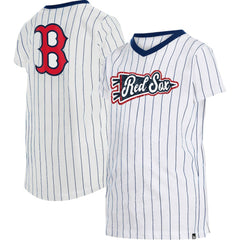 Boston Red Sox New Era Girls Youth Pinstripe V-Neck T-Shirt for sale