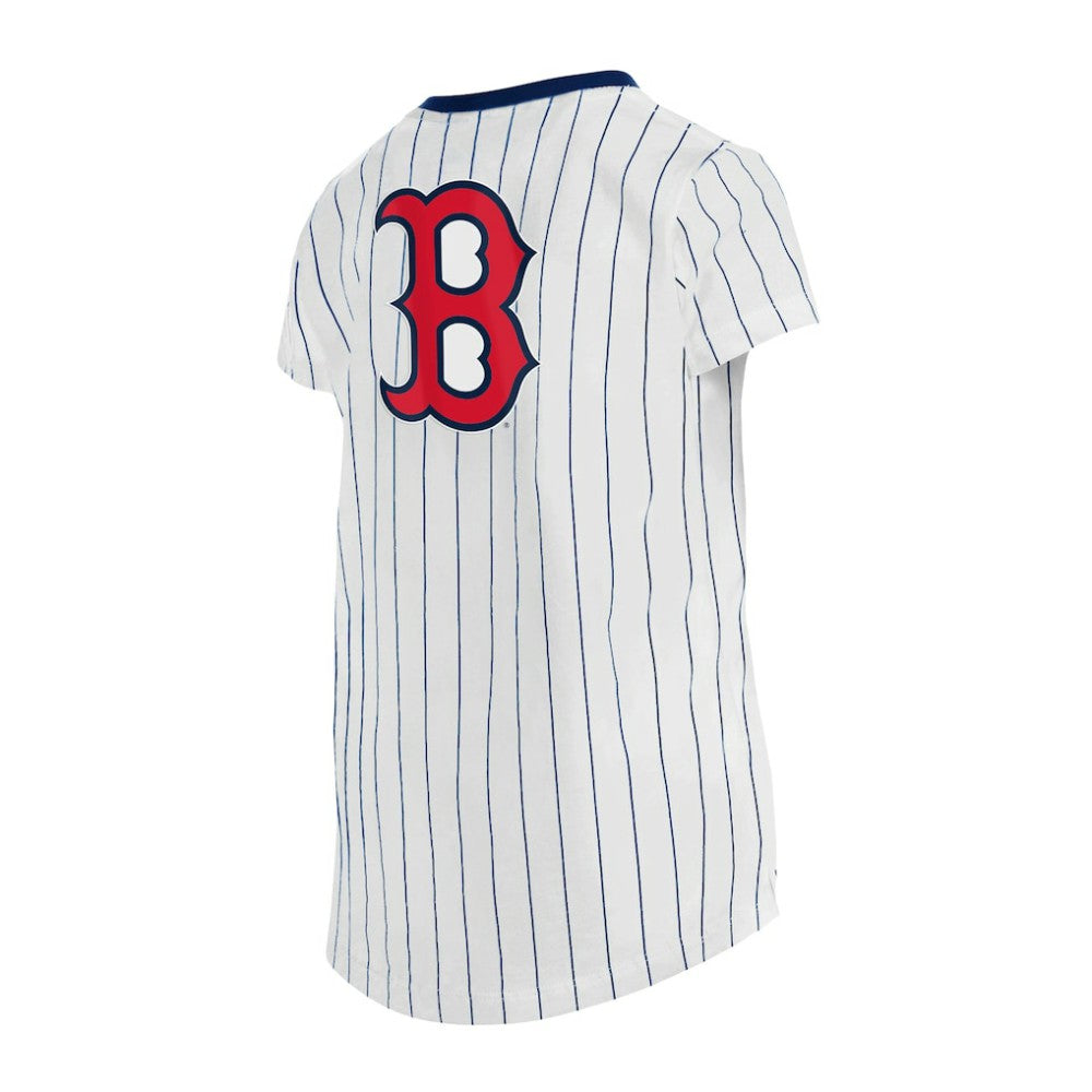 Boston Red Sox New Era Girls Youth Pinstripe V-Neck T-Shirt for sale
