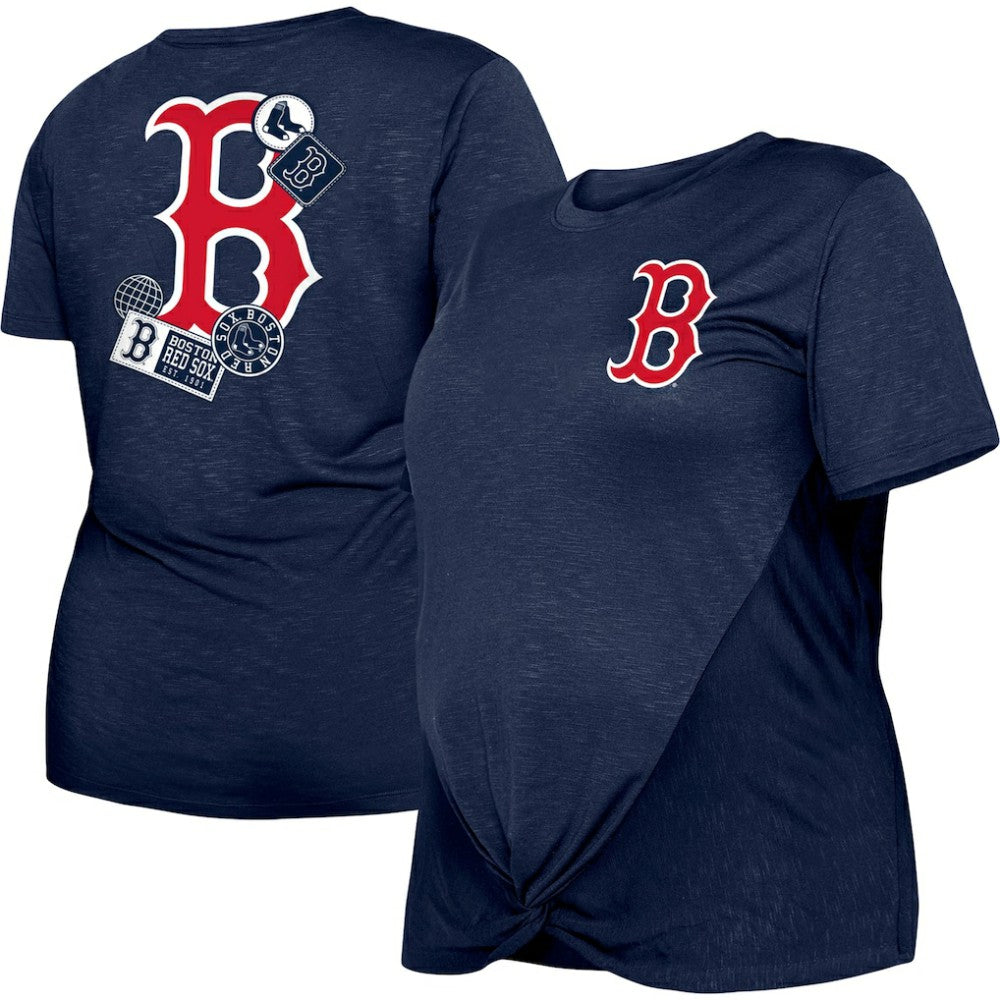 Boston Red Sox New Era Women's Plus Size Two-Hit Front Knot T-Shirt Lifestyle