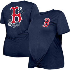 Boston Red Sox New Era Women's Plus Size Two-Hit Front Knot T-Shirt Lifestyle