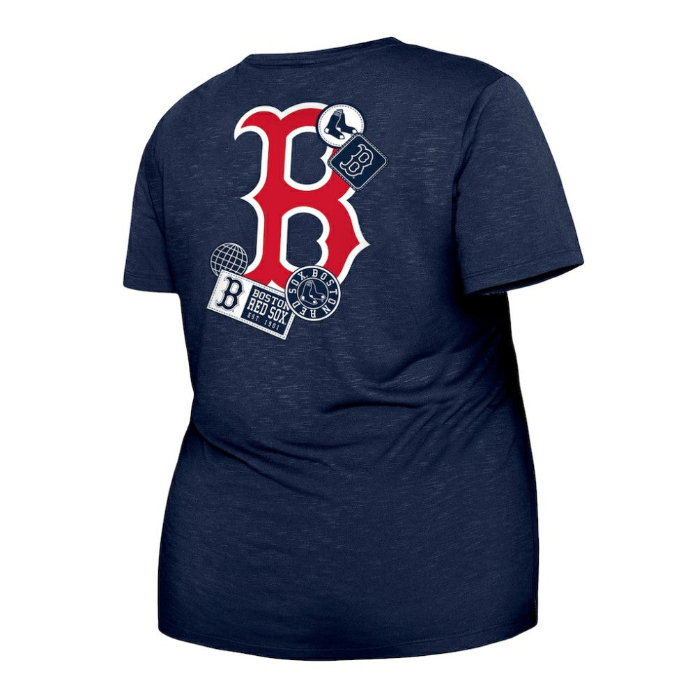 Boston Red Sox New Era Women's Plus Size Two-Hit Front Knot T-Shirt Lifestyle