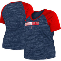 Boston Red Sox New Era Women's Plus Size Space Dye Raglan V-Neck T-Shirt Lifestyle
