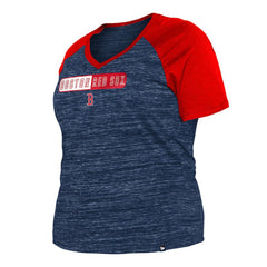 Boston Red Sox New Era Women's Plus Size Space Dye Raglan V-Neck T-Shirt Lifestyle