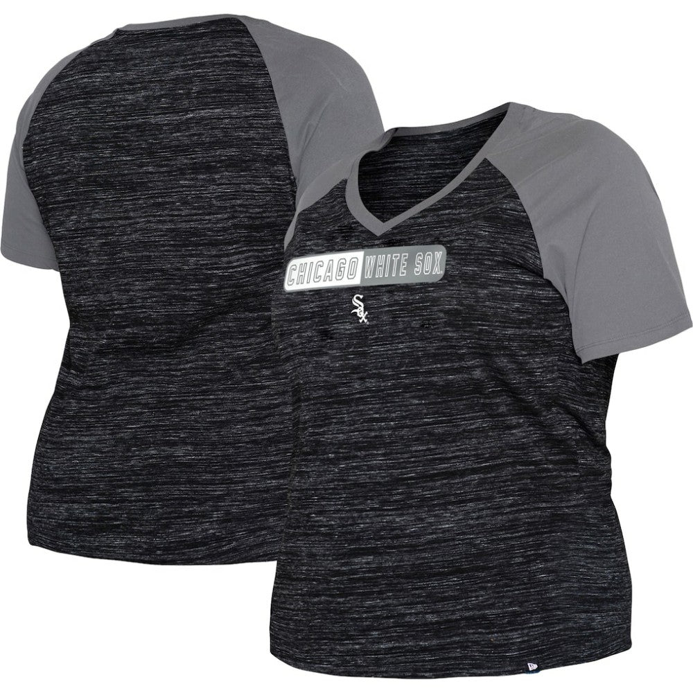 Chicago White Sox New Era Women's Plus Size Space Dye Raglan V-Neck T-Shirt On Sale