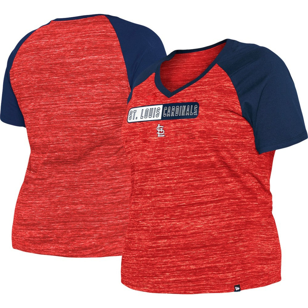 St. Louis Cardinals New Era Women's Plus Size Space Dye Raglan V-Neck T-Shirt discount