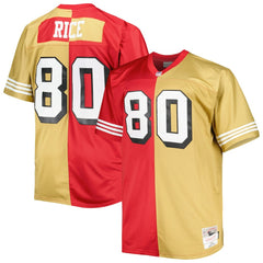 Jerry Rice San Francisco 49ers Big & Tall Split Legacy Retired Player Replica Jersey Scarlet/Gold - Mitchell & Ness