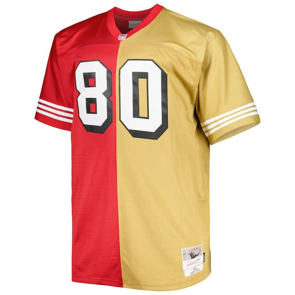 Jerry Rice San Francisco 49ers Big & Tall Split Legacy Retired Player Replica Jersey Scarlet/Gold - Mitchell & Ness