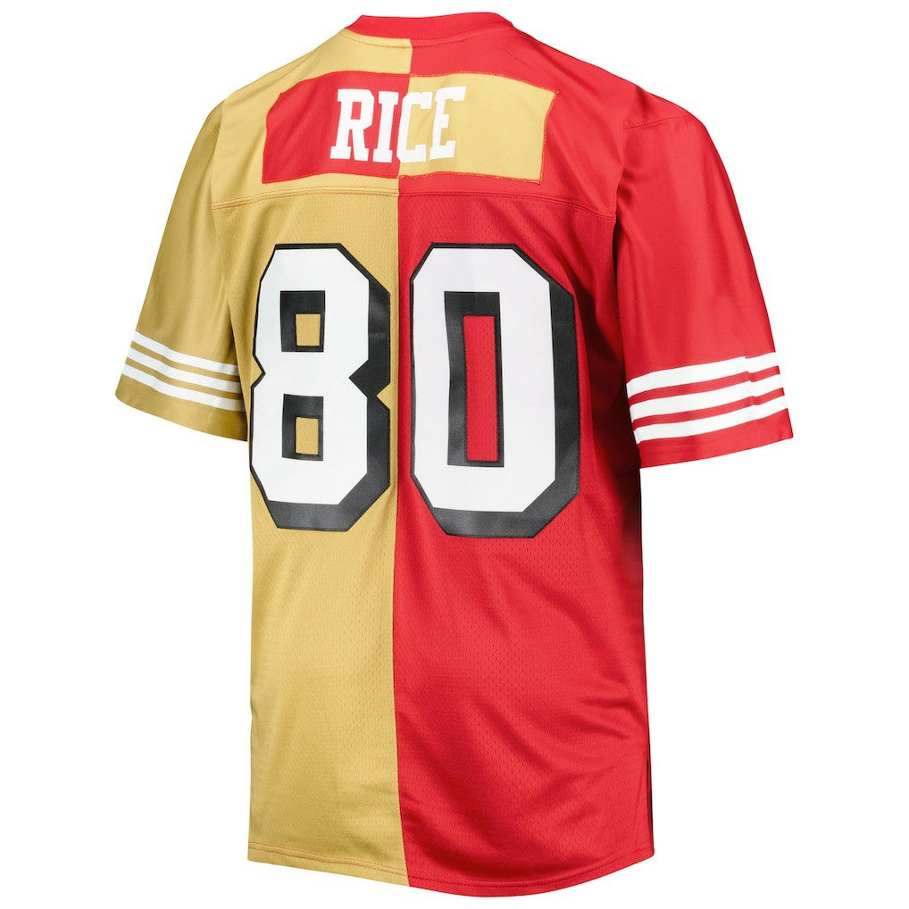 Jerry Rice San Francisco 49ers Big & Tall Split Legacy Retired Player Replica Jersey Scarlet/Gold - Mitchell & Ness