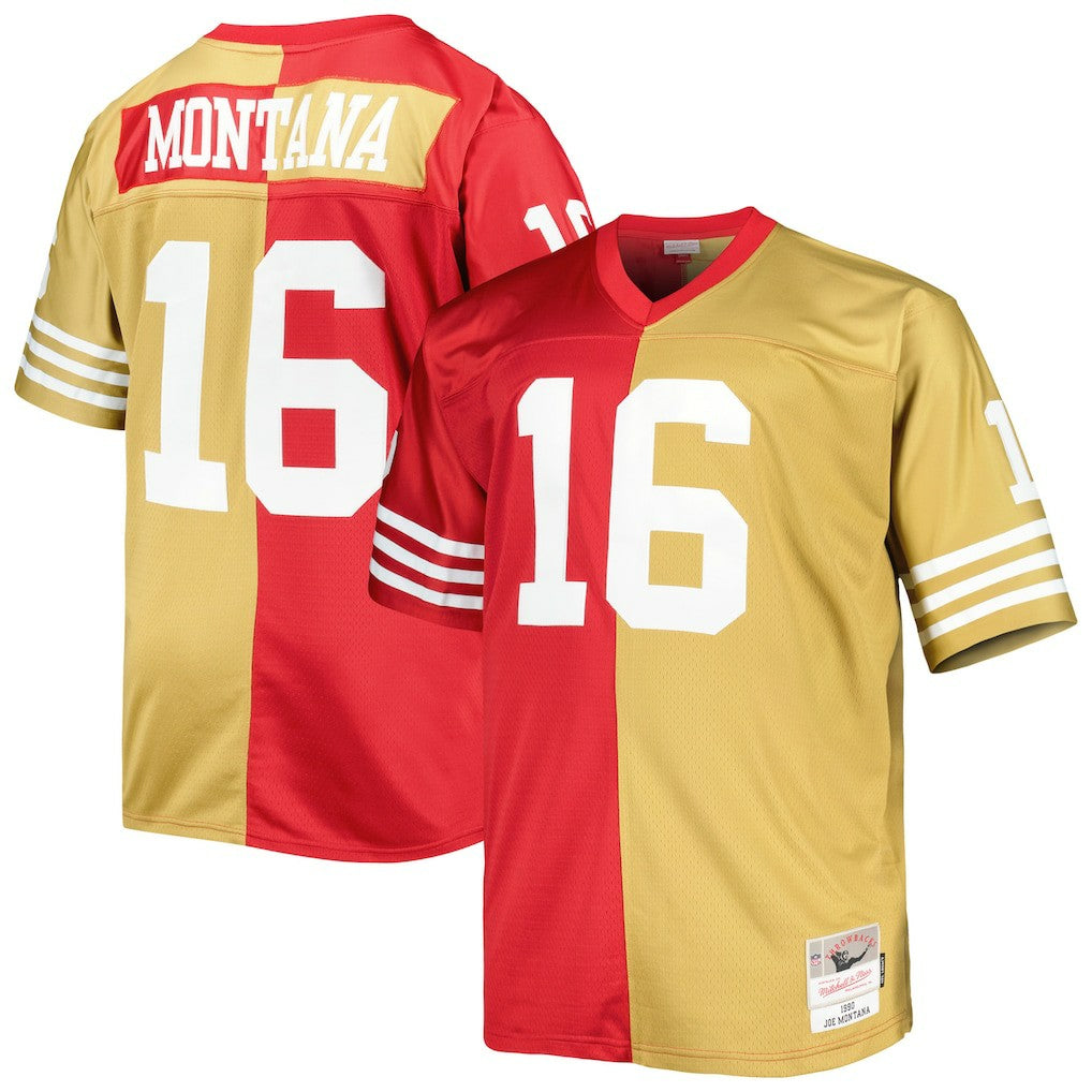 Joe Montana San Francisco 49ers Big & Tall Split Legacy Retired Player Replica Jersey - Scarlet/Gold discount | NFL Jerseys