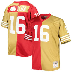 Joe Montana San Francisco 49ers Big & Tall Split Legacy Retired Player Replica Jersey Scarlet/Gold - Mitchell & Ness