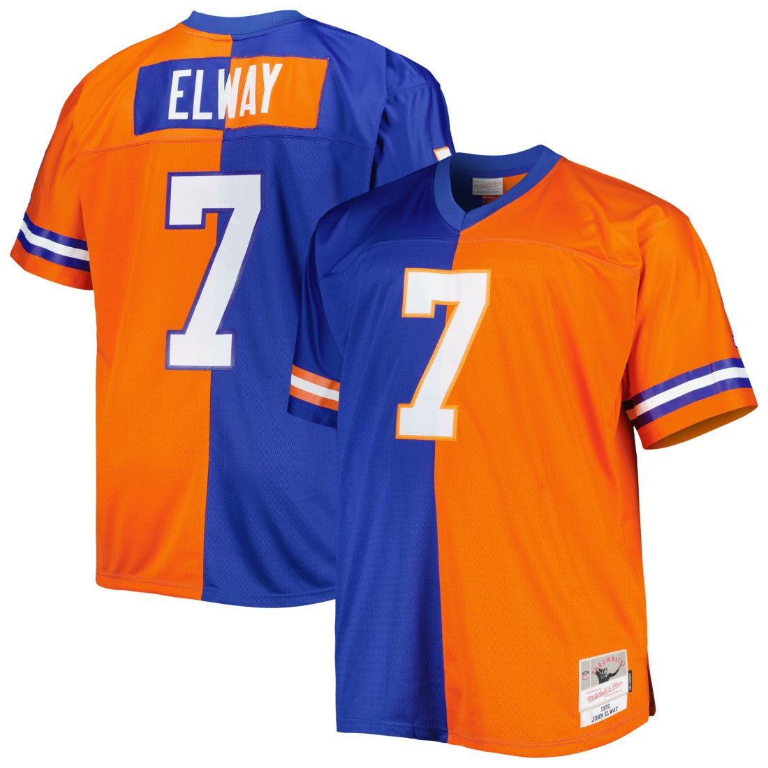 John Elway Denver Broncos Big & Tall Split Legacy Retired Player Replica Jersey Royal/Orange - Mitchell & Ness