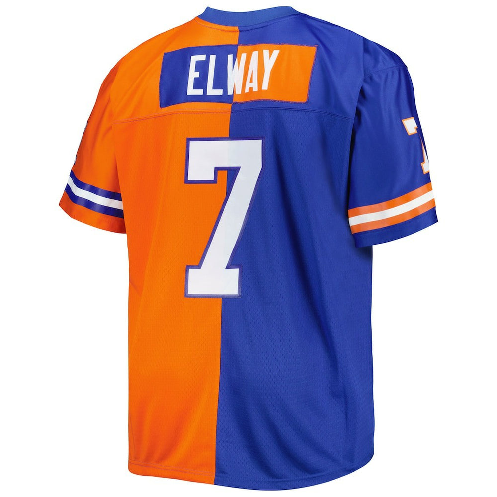 John Elway Denver Broncos Big & Tall Split Legacy Retired Player Replica Jersey Royal/Orange - Mitchell & Ness