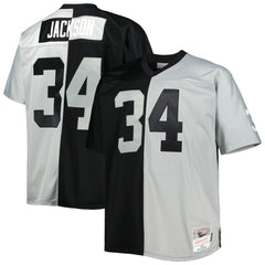Bo Jackson Las Vegas Raiders Big & Tall Split Legacy Retired Player Replica Jersey Black/Silver - Mitchell & Ness