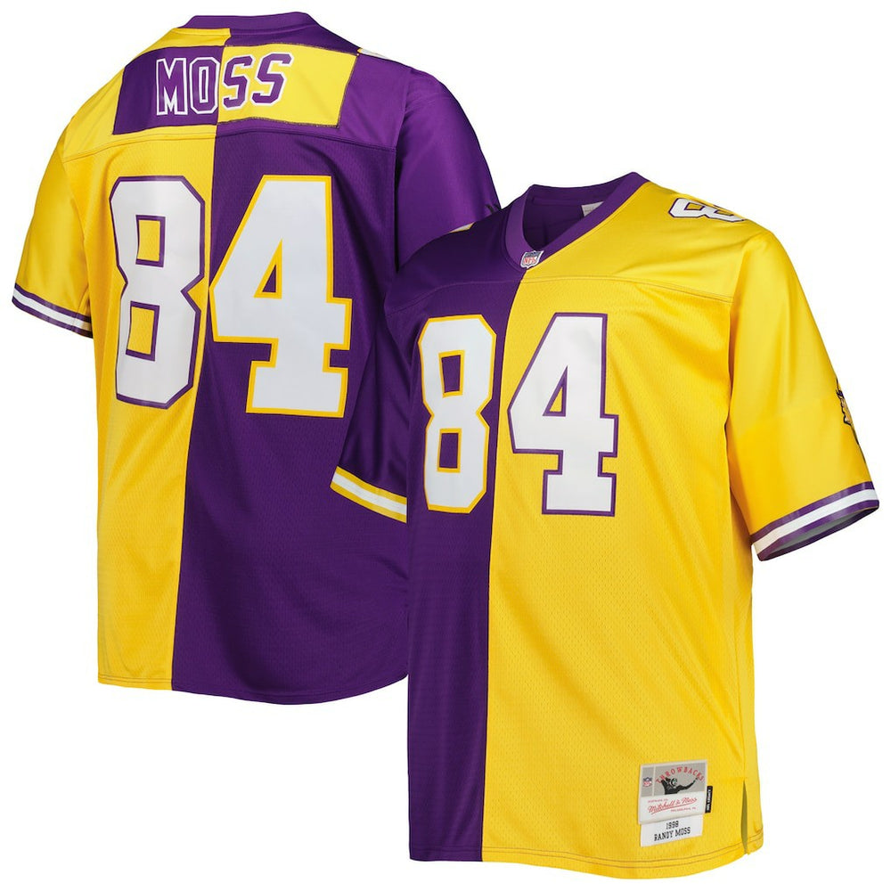 Randy Moss Minnesota Vikings Big & Tall Split Legacy Retired Player Replica Jersey Purple/Gold - Mitchell & Ness