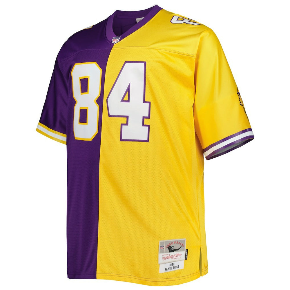 Randy Moss Minnesota Vikings Big & Tall Split Legacy Retired Player Replica Jersey Purple/Gold - Mitchell & Ness