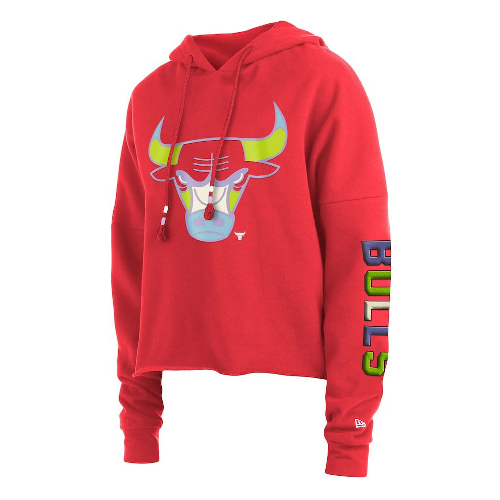 New Era - Chicago Bulls Women's Color Pack Cropped Top Pullover Hoodie - Red