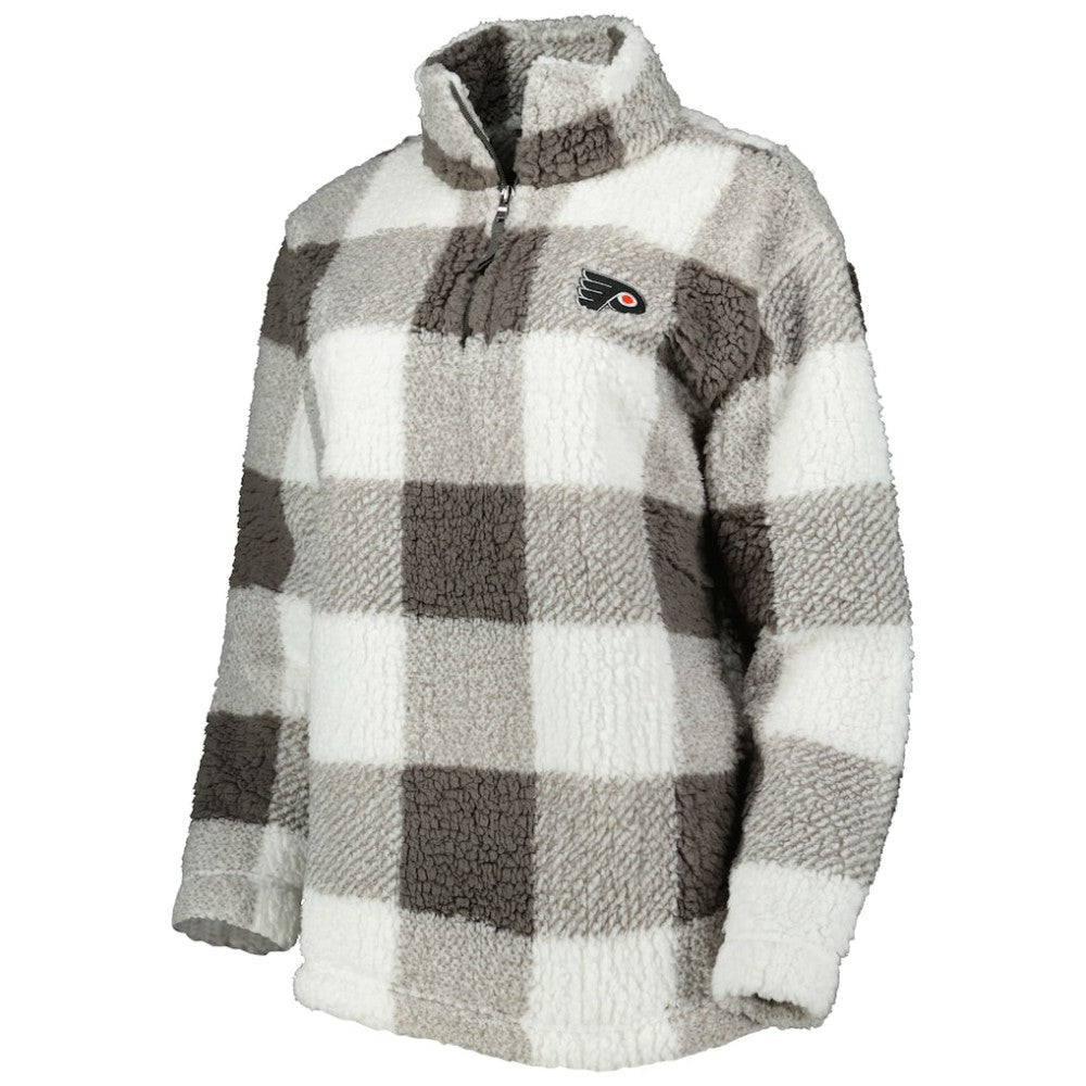 Philadelphia Flyers - G-III 4Her by Carl Banks Women's Logo Plaid Sherpa Quarter-Zip Jacket Gray/White