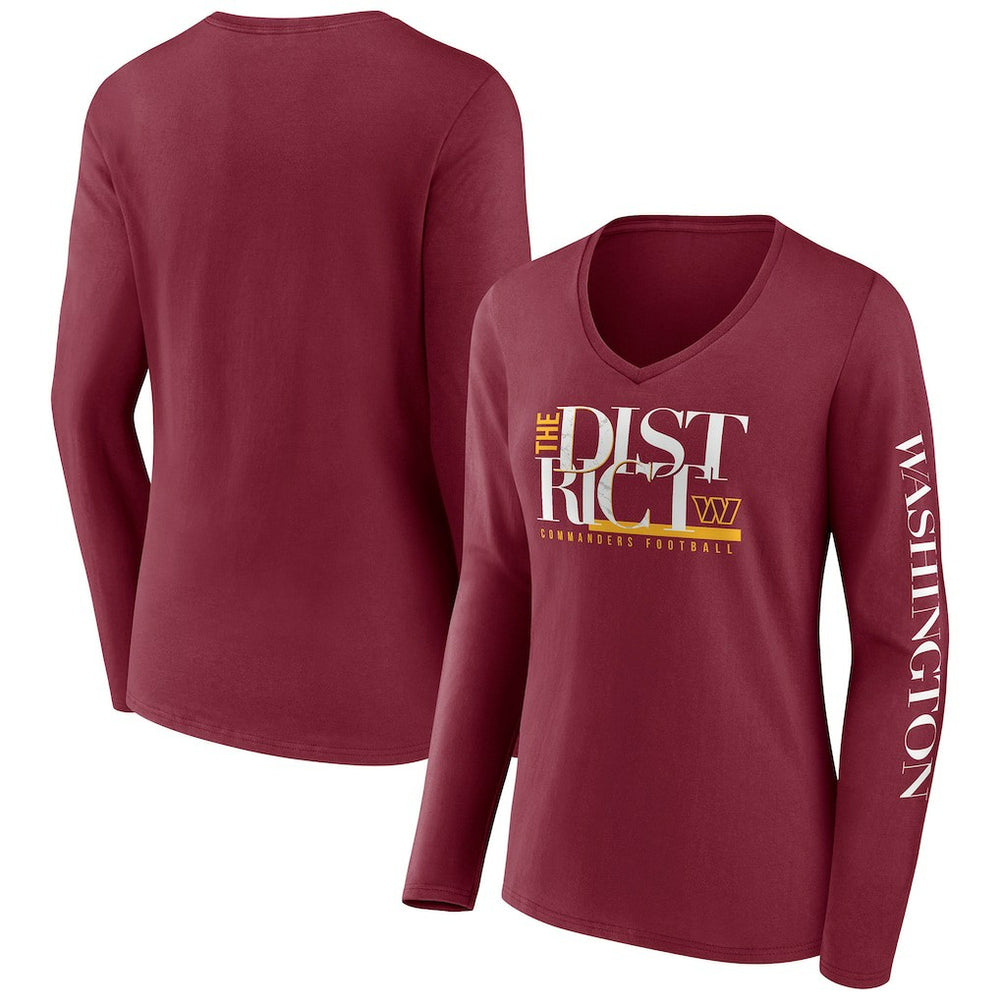 Washington Commanders Women's Hometown Sweep Long Sleeve V-Neck T-Shirt Burgundy - Fanatics