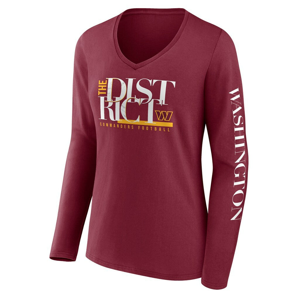 Washington Commanders Women's Hometown Sweep Long Sleeve V-Neck T-Shirt Burgundy - Fanatics