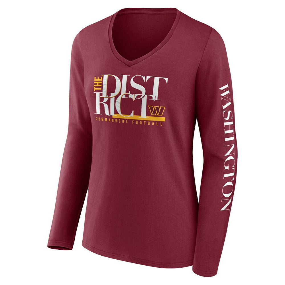Washington Commanders Women's Hometown Sweep Long Sleeve V-Neck T-Shirt Burgundy - Fanatics