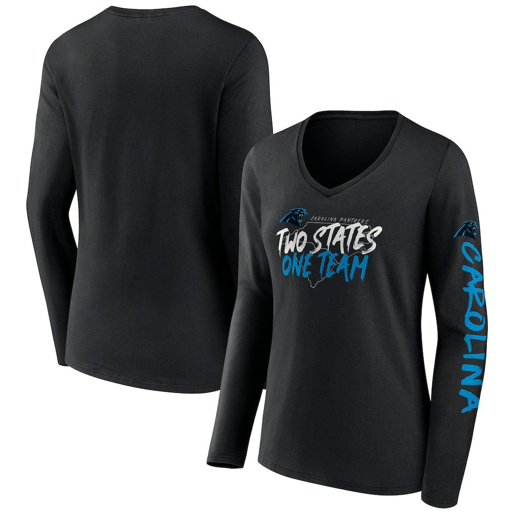 Carolina Panthers Women's Hometown Sweep Long Sleeve V-Neck T-Shirt Black - Fanatics