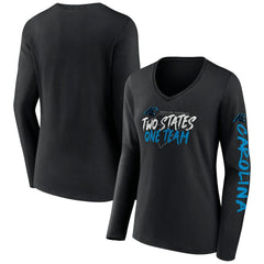 Carolina Panthers Women's Hometown Sweep Long Sleeve V-Neck T-Shirt Black - Fanatics