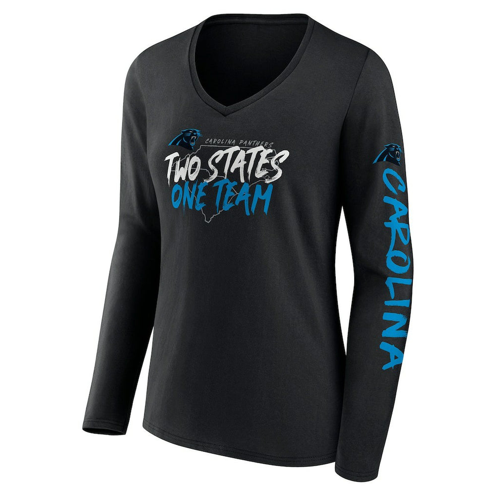 Carolina Panthers Women's Hometown Sweep Long Sleeve V-Neck T-Shirt Black - Fanatics