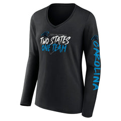 Carolina Panthers Women's Hometown Sweep Long Sleeve V-Neck T-Shirt Black - Fanatics
