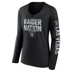 Las Vegas Raiders Women's Hometown Sweep Long Sleeve V-Neck T-Shirt Black - Fanatics