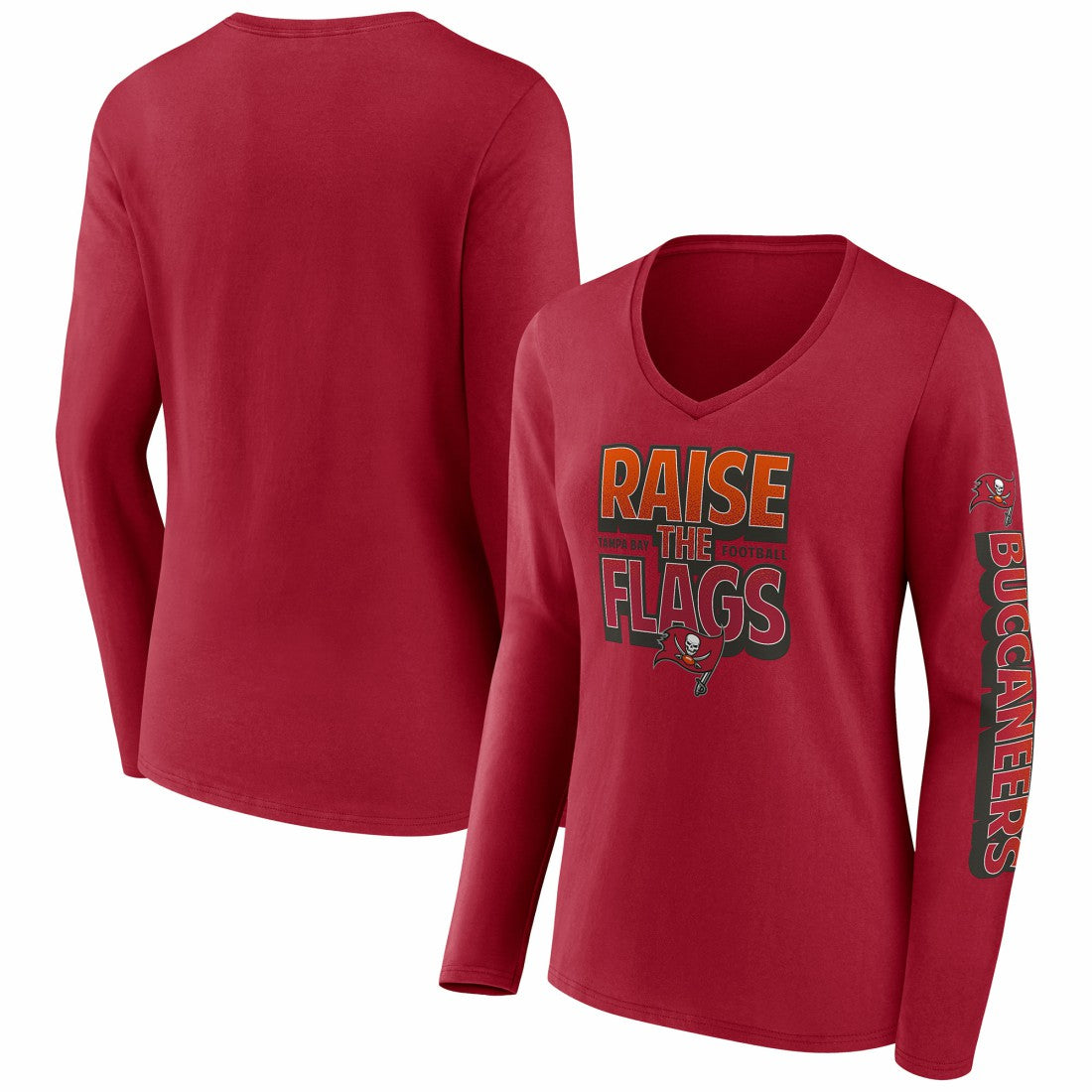 Tampa Bay Buccaneers Women's Hometown Sweep Long Sleeve V-Neck T-Shirt Red - Fanatics