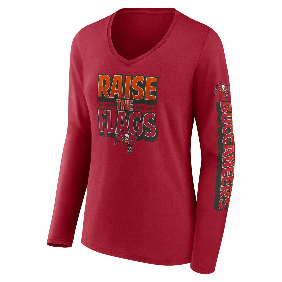Tampa Bay Buccaneers Women's Hometown Sweep Long Sleeve V-Neck T-Shirt Red - Fanatics