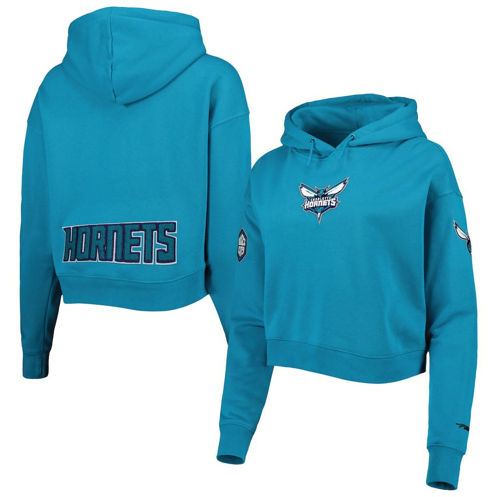 NBA - Charlotte Hornets Pro Standard Women's Classic Fleece Cropped Pullover Hoodie - Teal