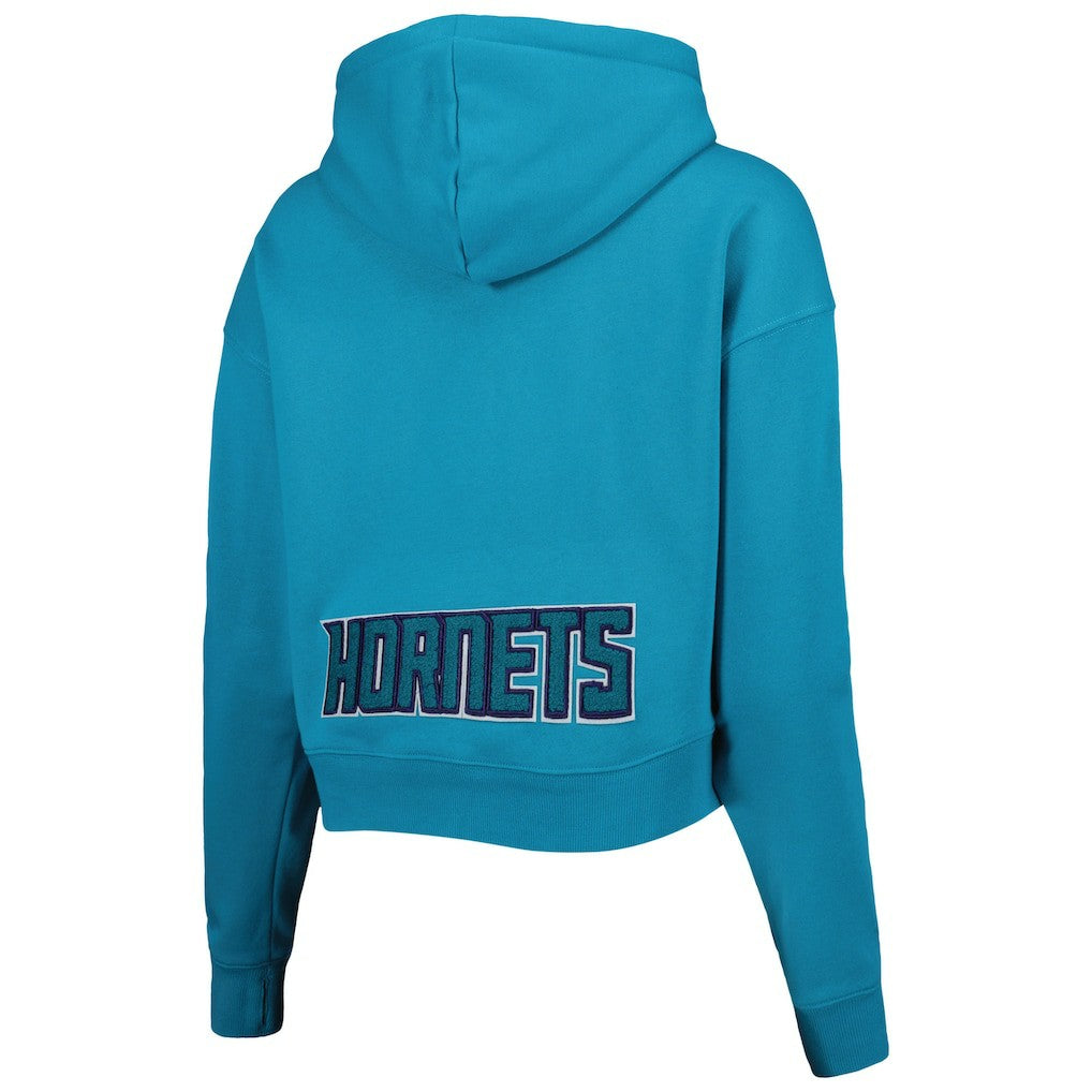NBA - Charlotte Hornets Pro Standard Women's Classic Fleece Cropped Pullover Hoodie - Teal