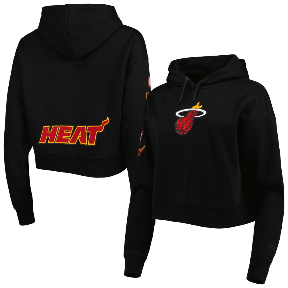 NBA - Miami Heat Pro Standard Women's Classic Fleece Cropped Pullover Hoodie - Black