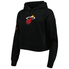 NBA - Miami Heat Pro Standard Women's Classic Fleece Cropped Pullover Hoodie - Black