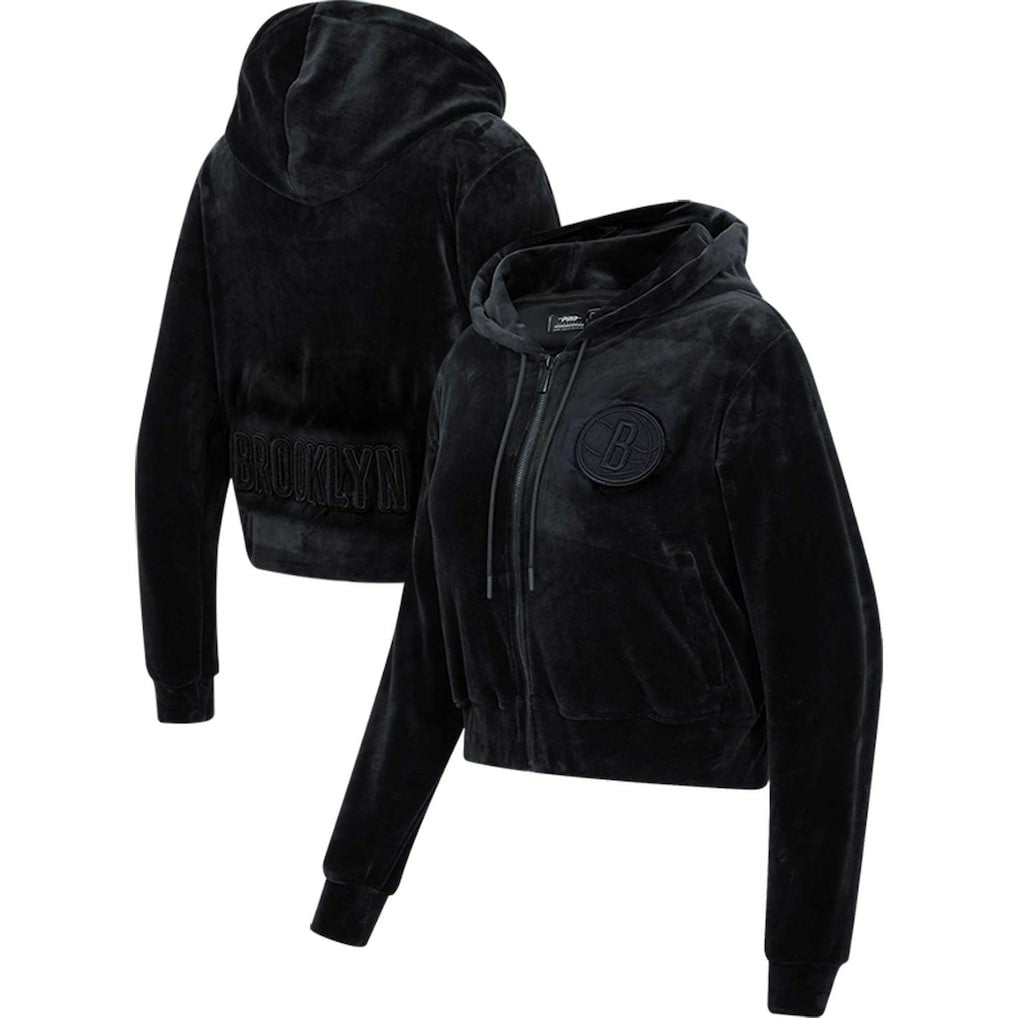 NBA - Brooklyn Nets Pro Standard Women's Triple Black Velour Full-Zip Hoodie